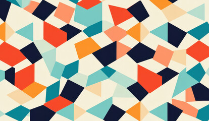 A colorful abstract pattern with squares and triangles