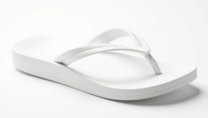 Single white flip-flop isolated on pure white background, summer accessory, object photography