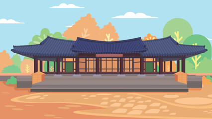 한옥 풍경 일러스트