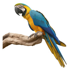 Parrot sitting on a bench isolated on a transparent background