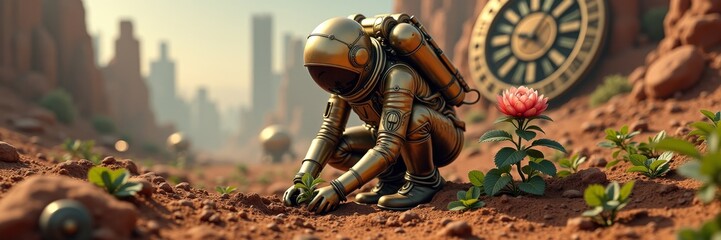 Astronaut Planting Life on Mars