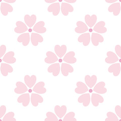 Obraz premium Sakura flowers seamless pattern.Cute cherry blossoms, floral background in pink.Abstract background surface texture background.Hand drawn illustration.Nature botanical folk art for summer,spring decor