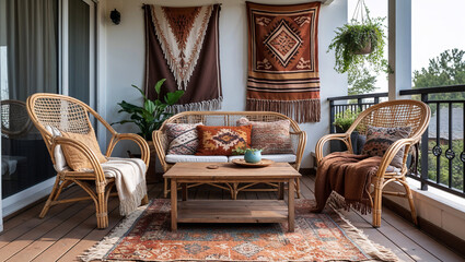 Earthy-Toned Lounge with Indoor Plants
