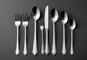 Cutlery set with Fork, Knife and Spoon isolated on white background