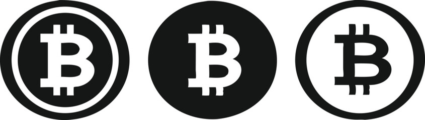 Fototapeta premium Black And White Bitcoin Icons