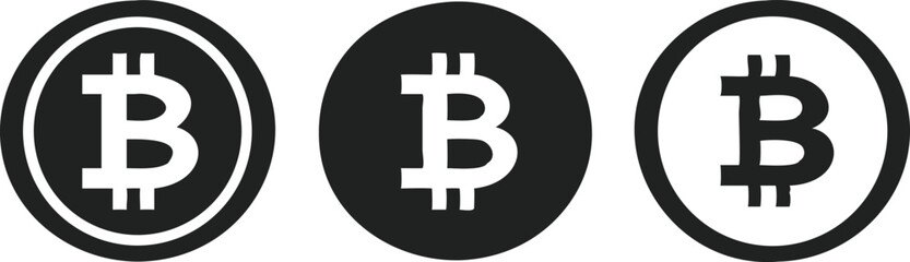 Fototapeta premium Black And White Bitcoin Icons