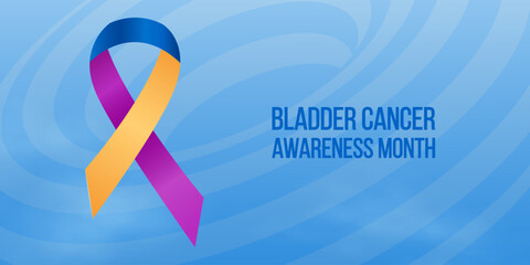 Bladder cancer awareness month concept. Banner template with ribbon. Vector illustration.