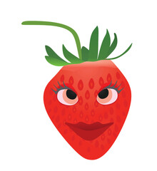 Strawberry face character. Funny icon. vector