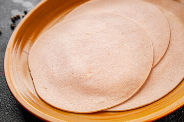 Sausage vegetarian seitan soy product ingredients legume no meat appetizer vegetables dish fresh gourmet food background on the table rustic food top view copy space diet vegetarian and vegan food