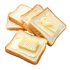 Buttered Slices of White Bread isolated on white background