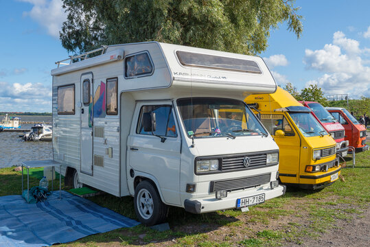 KRONSTADT, RUSSIA - SEPTEMBER 14, 2019: Karmann motorhome based on Volkswagen Transporter 