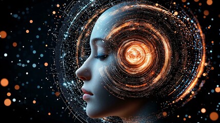 Hypnotic digital art of soul archetypes surfacing through deep inner stillness and mystical meditation.