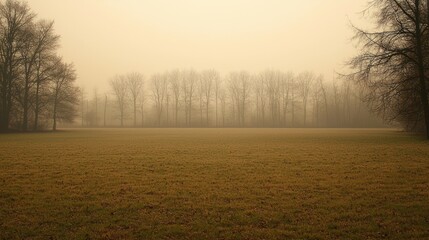 Fototapeta premium Misty Meadow: A Serene Autumn Landscape