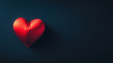 Fototapeta premium A glowing red heart floats in darkness, symbolizing warmth and gratitude in simplicity