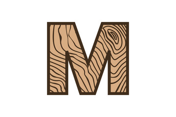 Wood Textured Letter M Illustration