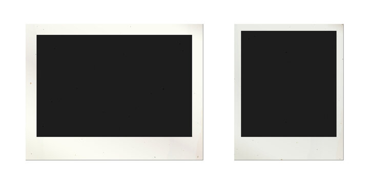 Blank old photograph vertical and horizontal frames with stained effect isolated template graphic illustration.