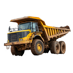 A Large Construction Dump Truck Hauling Dirt Isolated on Transparent Background