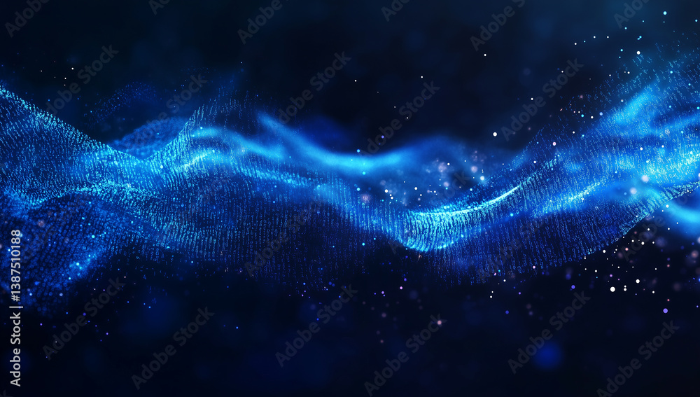 Wall mural blue binary data cyberspace background