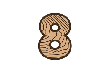 Wood Textured Number Eight Illustration