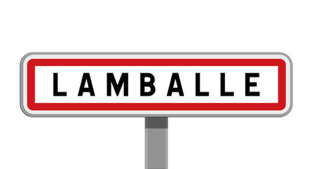 Panneau sur poteau central de ville de Lamballe, Côtes-d'Armor