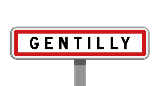 Panneau sur poteau central de ville de Gentilly, Val-de-Marne