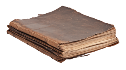 Old antique book close up. isolated on transparent background	