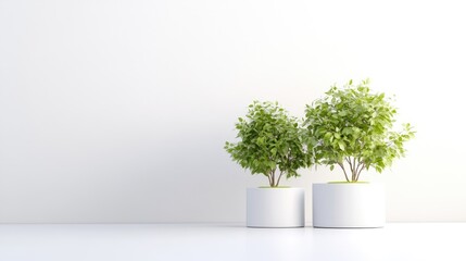 Fototapeta premium Minimalist indoor plants on white