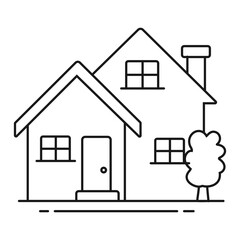 Primary Residence Property. Line filled style Family home icon representing main living property for tax and loan purposes in real estate.