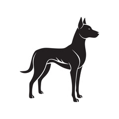 Obraz premium Standing Dog Flat silhouette isolated in white.
