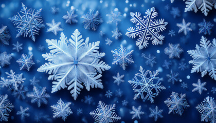 snow flakes on blue background