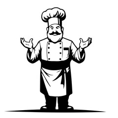 Cook vector silhouette on white background