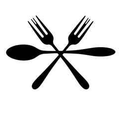 fork and spoon vector silhouette on white background