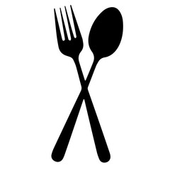 fork and spoon vector silhouette on white background