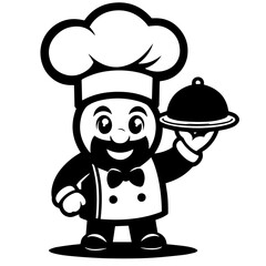 Cook vector silhouette on white background