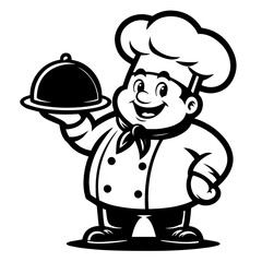 Cook vector silhouette on white background