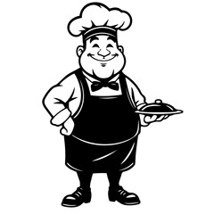 Cook vector silhouette on white background