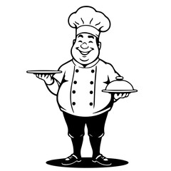 Cook vector silhouette on white background