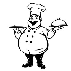 Cook vector silhouette on white background