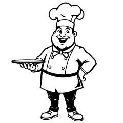 Cook vector silhouette on white background
