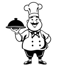 Cook vector silhouette on white background