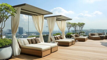 Fototapeta premium Luxury Rooftop Terrace with City Views