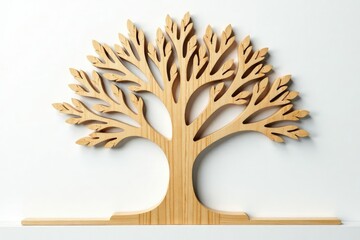 Branches of a wooden tree on a plain white surface, wood, clean, simple