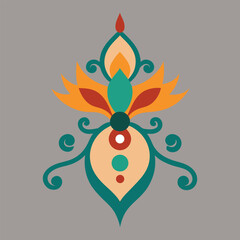 Vector floral ornament design with a Christmas tree and decoration.