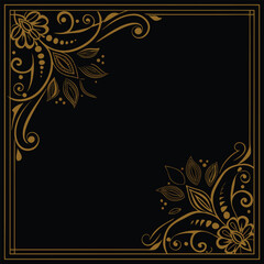 Vintage gold floral frame vector ornament