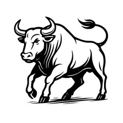 logo bull black simple line emblem vector