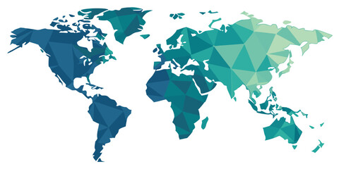 Vector illustration of a world map in low poly geometric style