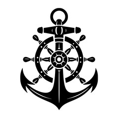 a nautical symbol combining an anchor and a ship's wheel
