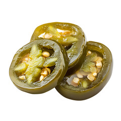 Jalape&ntilde;o slices pickled and spicy, isolated on white background