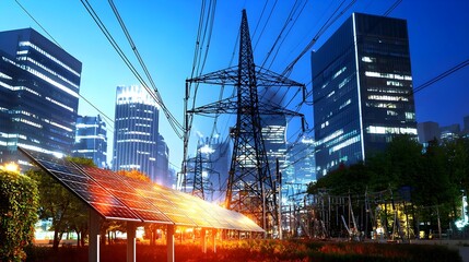 Solar Panels, Cityscape, Energy - sustainability technology