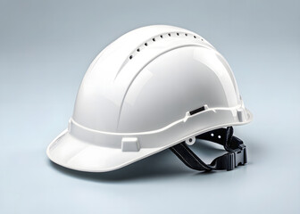 Fototapeta premium White Industrial Safety Helmet with Adjustable Suspension